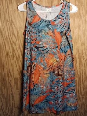 Bkrive Tropical Print Sleeveless Coverup Summer Dress - Blue & Orange